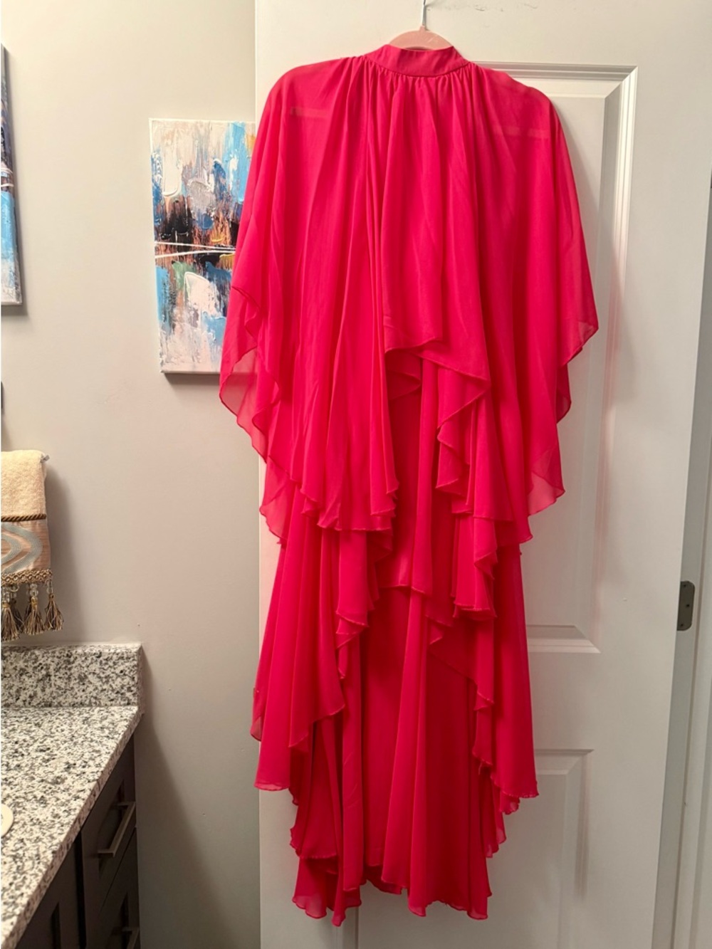 Women’s Flowing Ruffle Maxi Dress - Bright Pink